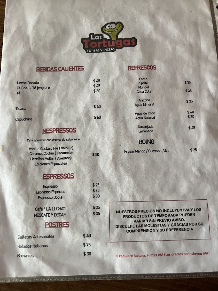Las Tortugas Menu - Image 1