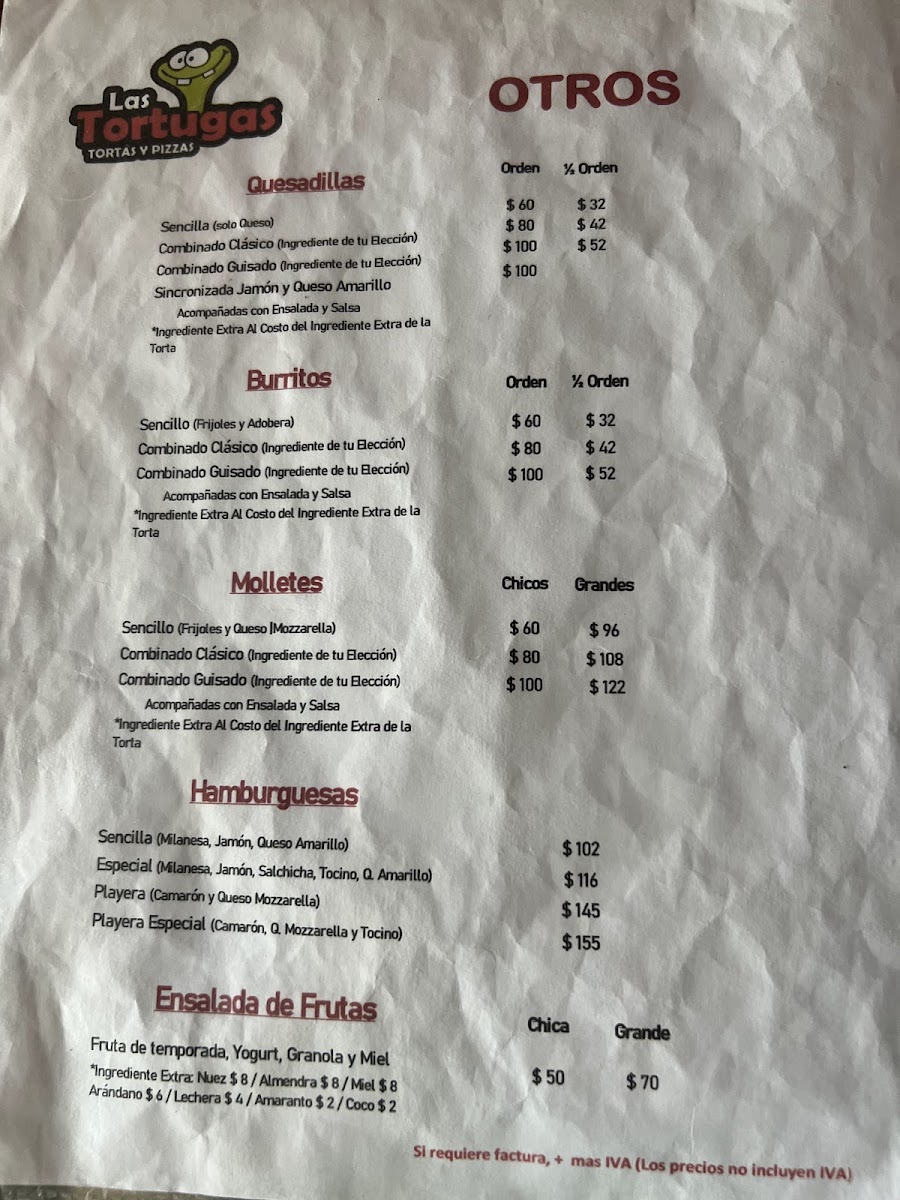 Las Tortugas Menu - Image 3
